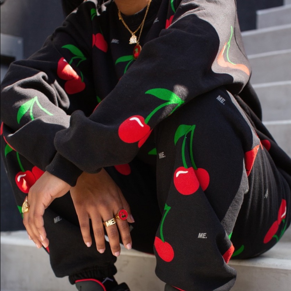 melody ehsani cherry sweat suit